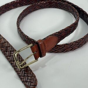 Bonded Leather Men's Dress Belt 44/110 Brown Braided Basket Weave Casual Preppy